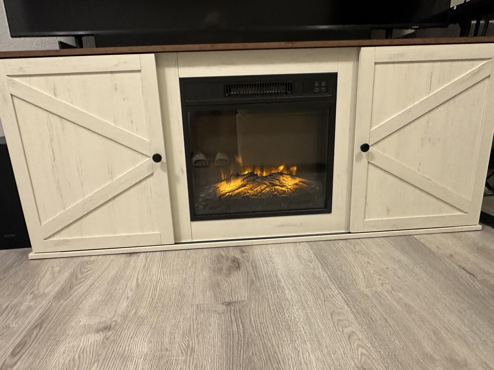 VASAGLE Fireplace TV Stand, Farmhouse Entertainment Center for 65'' TV customer photo 1