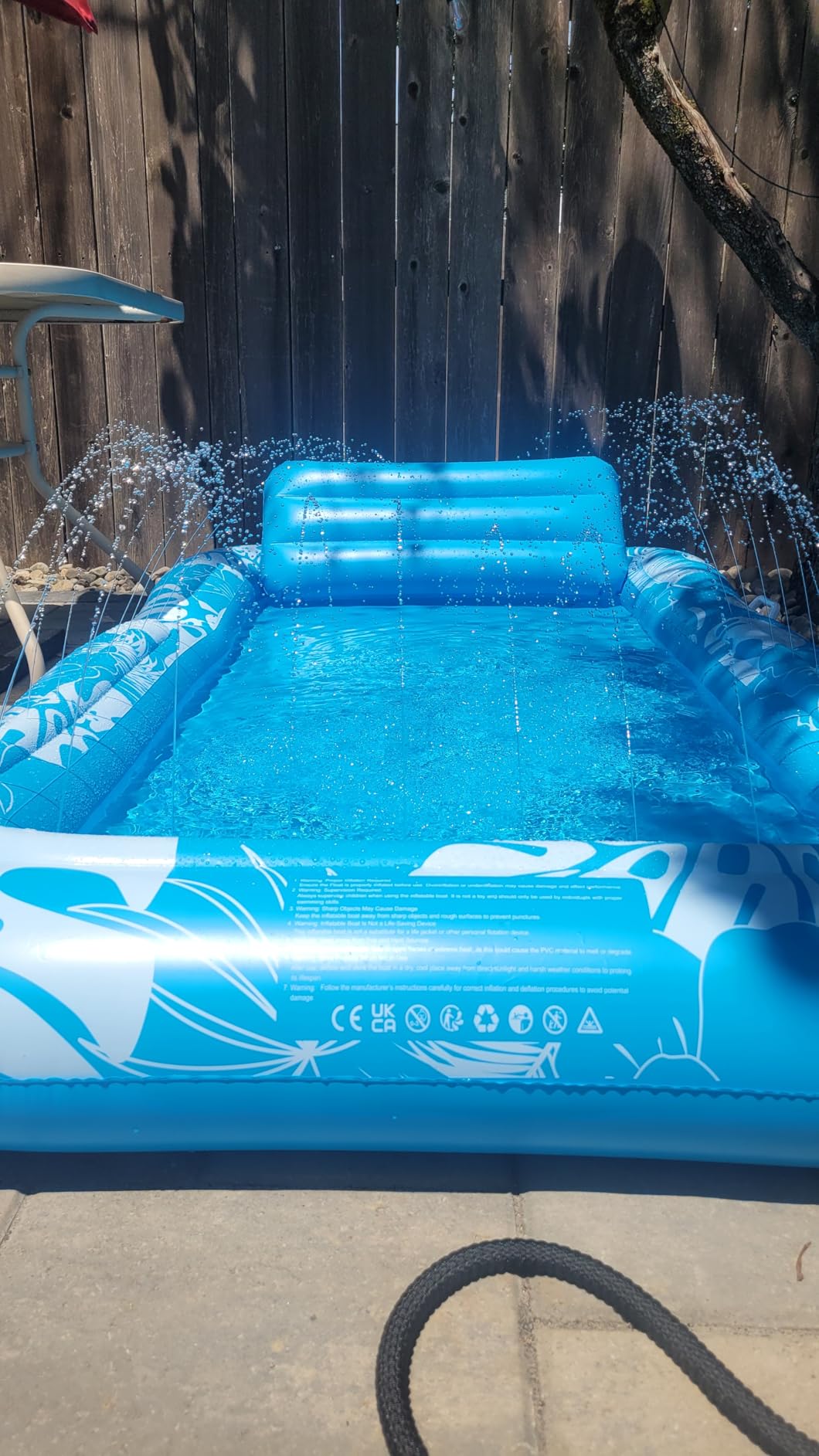 Inflatable Tanning Pool Lounger Float with Sprinkler, 77