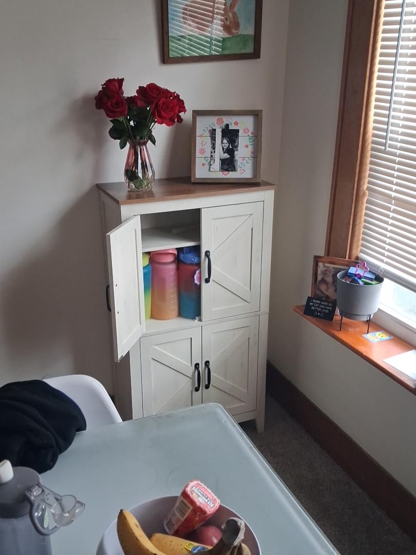 VASAGLE Farmhouse Storage Cabinet with 4 Barn Doors, Adjustable Shelves customer photo 1