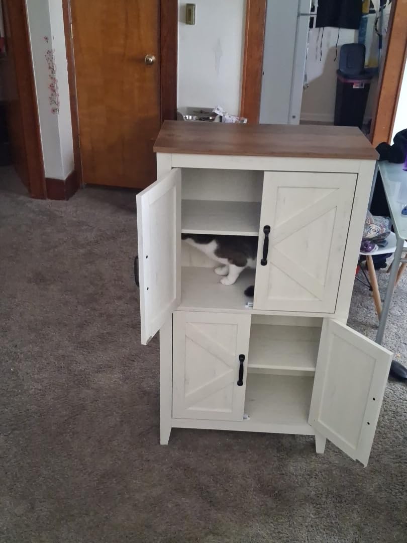 VASAGLE Farmhouse Storage Cabinet with 4 Barn Doors, Adjustable Shelves customer photo 2