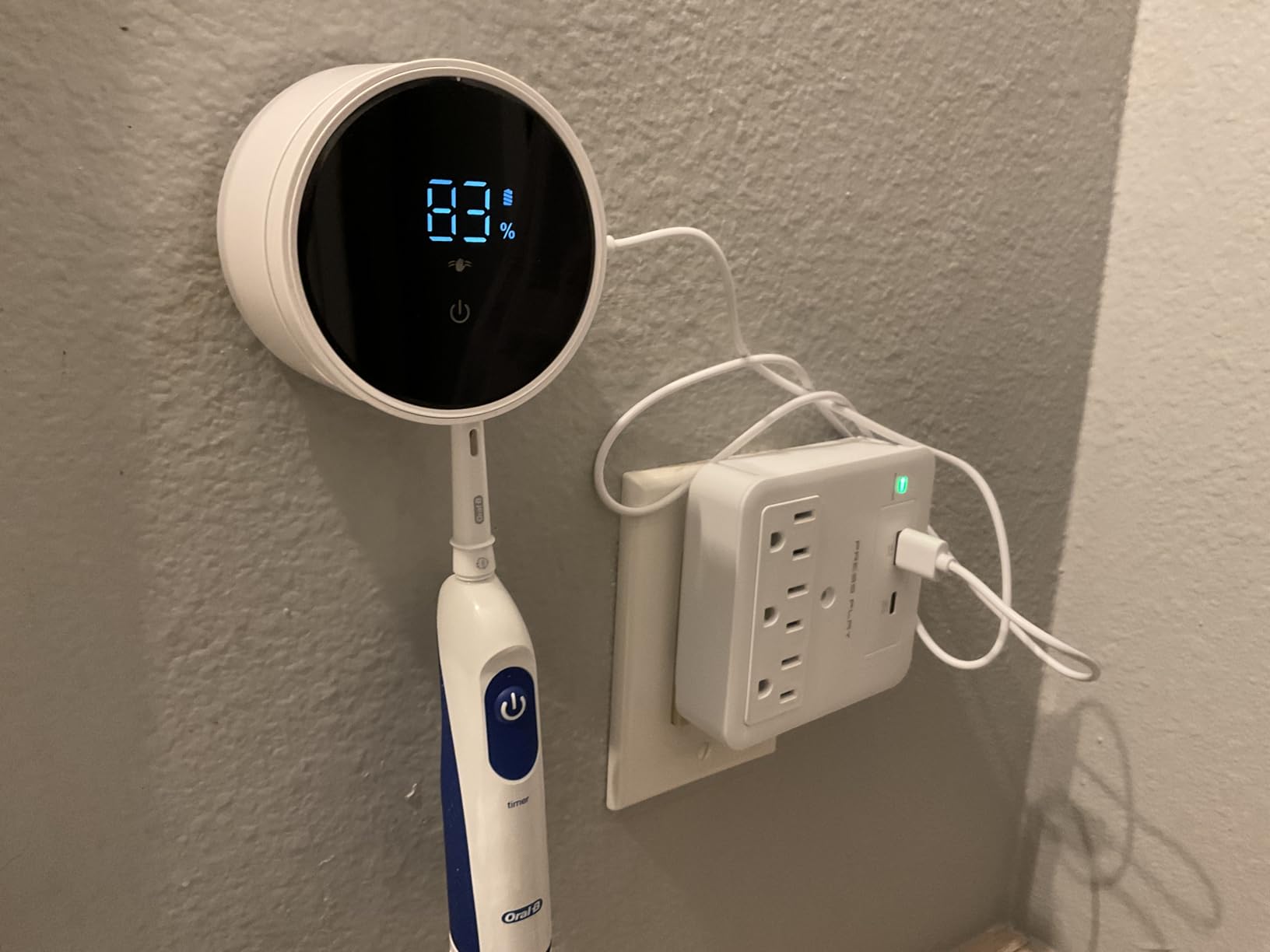 Upgraded UV Toothbrush Sanitizer Holder with Infrared Sensor & Heat Drying, Temracha Wall-Mounted Toothbrush Holder for the Bathroom, LED Smart Display, Fits Toothbrushes & Razor, Portable for Travel customer photo 1