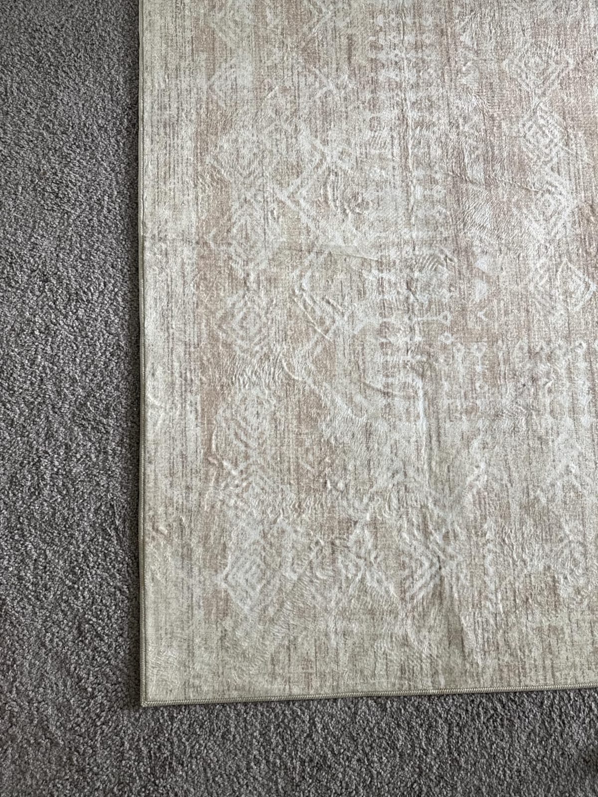 Living Room Rugs 8x10: Washable Moroccan Geometric Boho Rug Farmhouse Non Slip Stain Resistant Large Rug Low Pile Soft Carpet for Bedroom Dining Room Children Room (Beige,8'x10') customer photo 1
