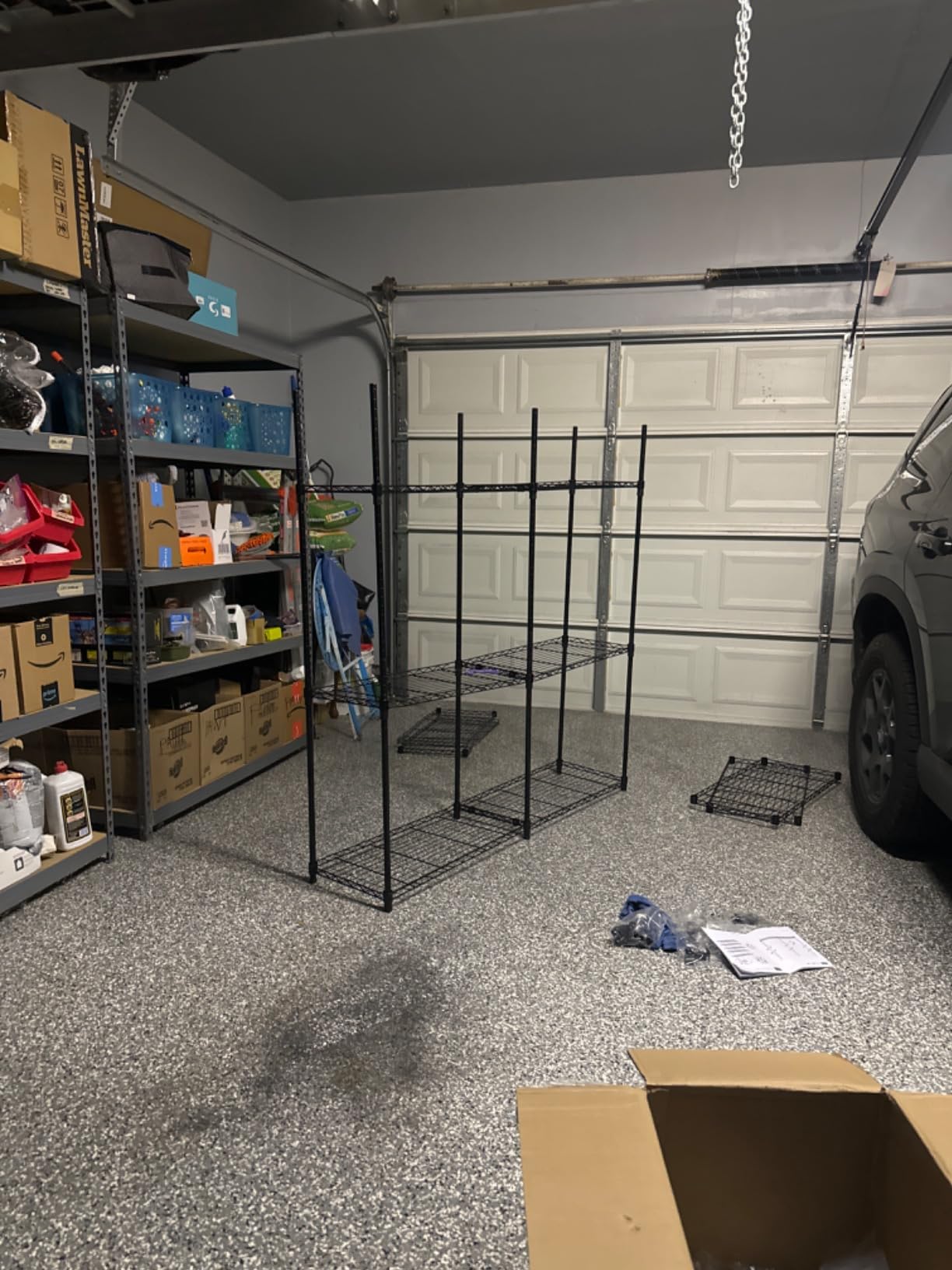 REIBII 1500LBS Storage Shelves 61.7''W Wire Shelving Unit 5 Tier Metal Shelving for Storage Rack Shelves Heavy Duty Garage Shelf Pantry Shelves Kitchen Shelving, 61.7
