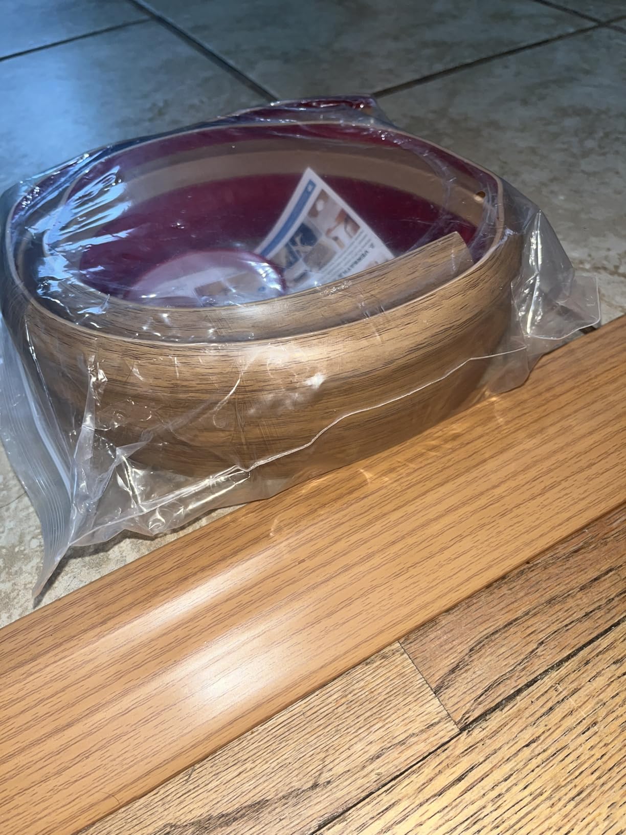 Floor Transition Strip Vinyl Door Threshold Ramp Self Adhesive Carpet Edging Strip Doorway Edge Trim, Overlap Edge Reducer for Laminate Carpet, Floor, Tile (Brown Wood Grain, 1/5