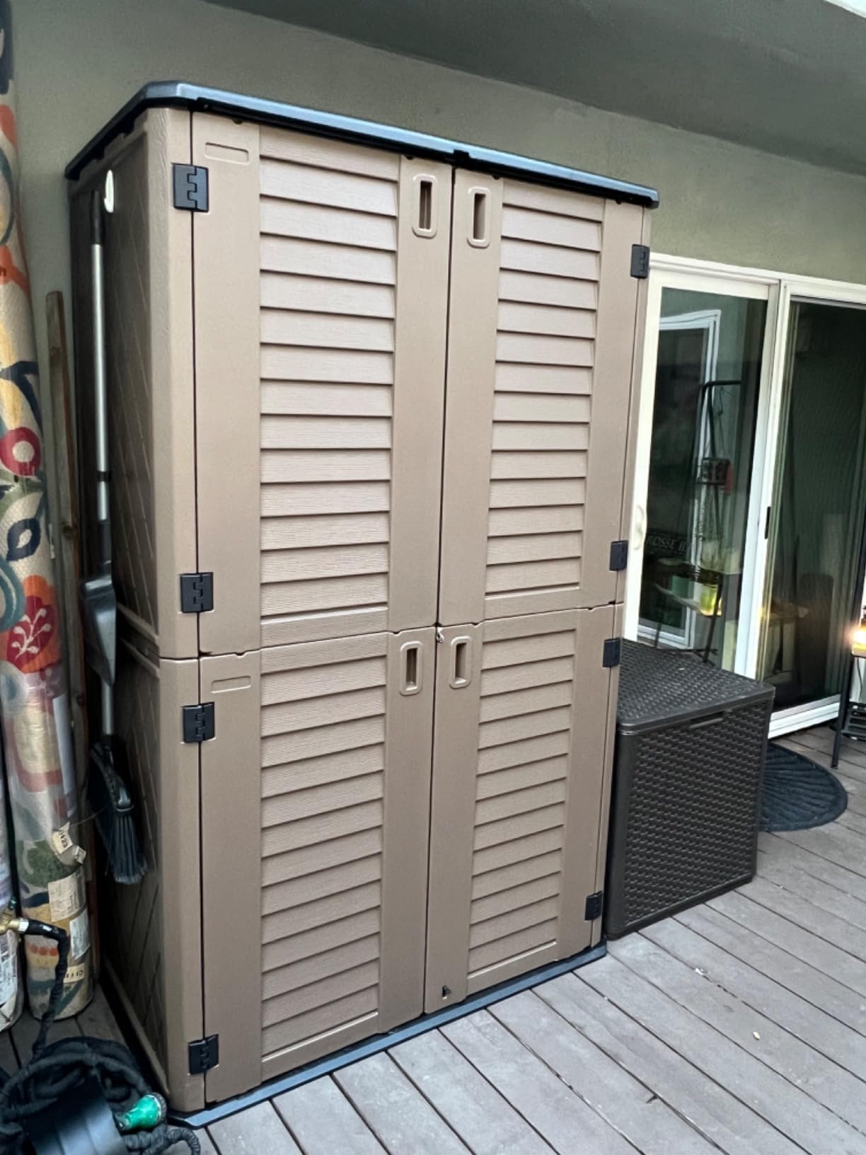 Mrosaa Outdoor Storage Shed Waterproof,Resin Storage Sheds Outdoor with Floor,Outdoor Storage Cabinet for Garage Storage, Pool Storage, Bike, Garden (57Cu.ft) customer photo 1