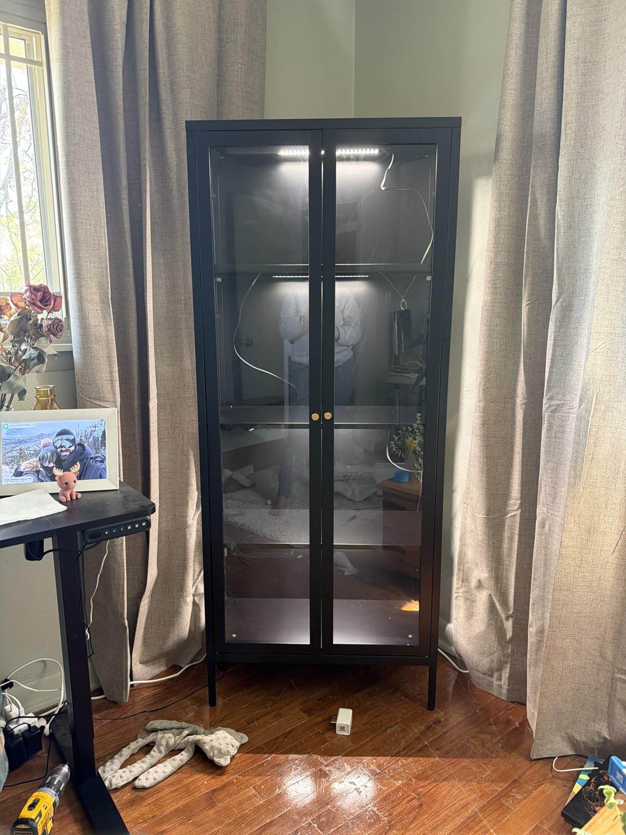 UNICOLY Glass Display Cabinet 4-Tier, Display Cabinet with Glass Doors customer photo 1
