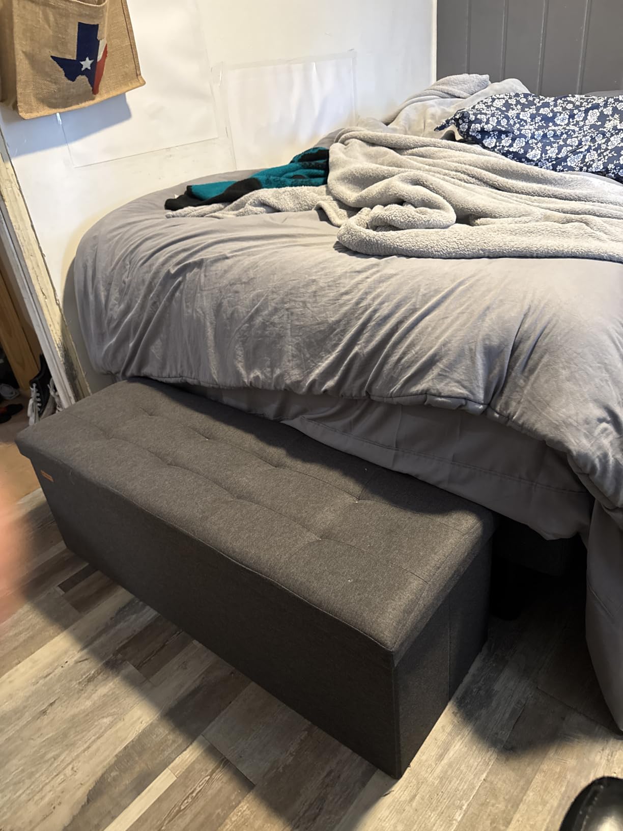 SONGMICS 43.3 Inches Folding Storage Ottoman Bench, Load 660 lb customer photo 2