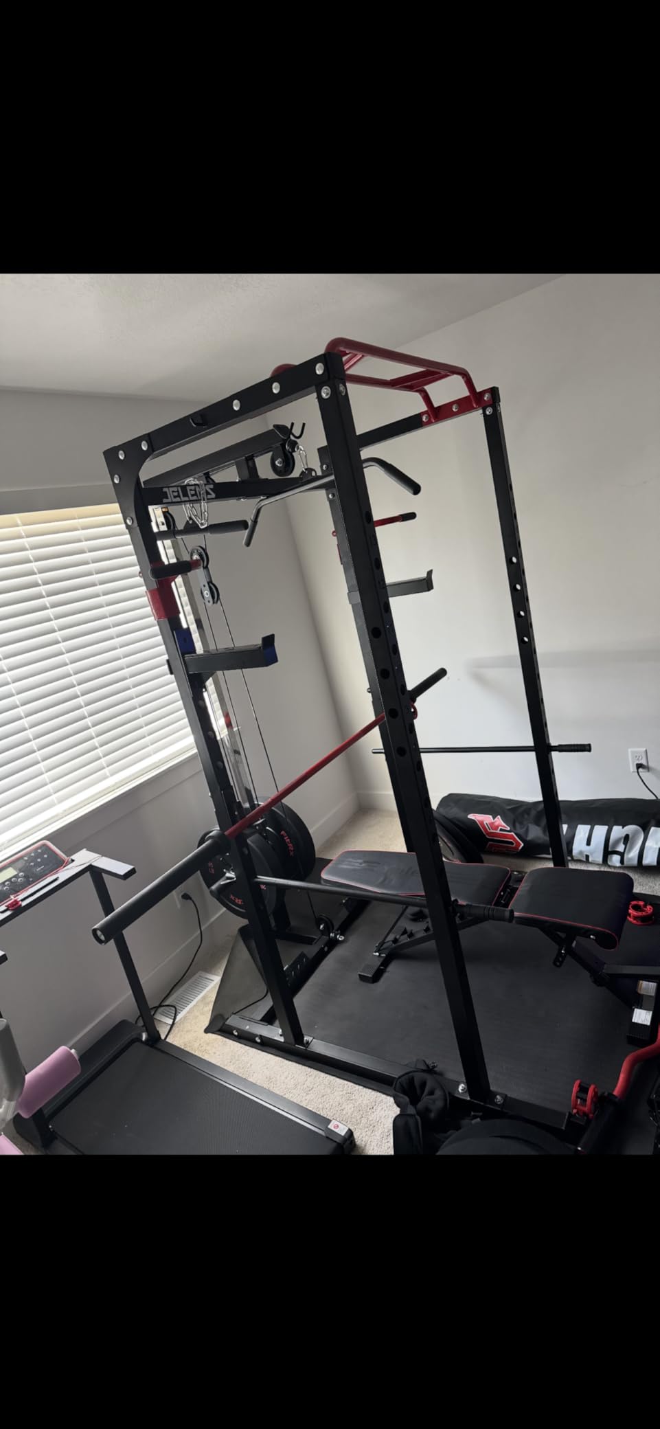 JELENS S11 Power Cage, 2000LB Multi-Function Power Rack with LAT Pulldown, Squat Rack with Adjustable Pulley System and Training Attachments, Weight Rack for Home Gym customer photo 1