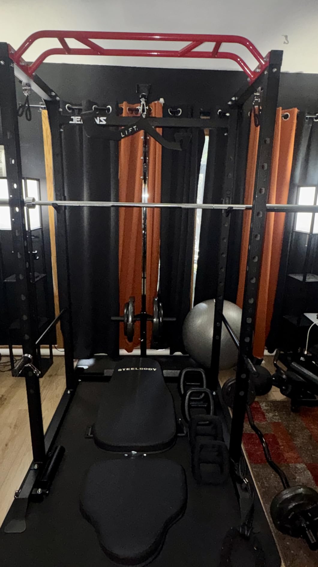 JELENS S11 Power Cage, 2000LB Multi-Function Power Rack with LAT Pulldown, Squat Rack with Adjustable Pulley System and Training Attachments, Weight Rack for Home Gym customer photo 2