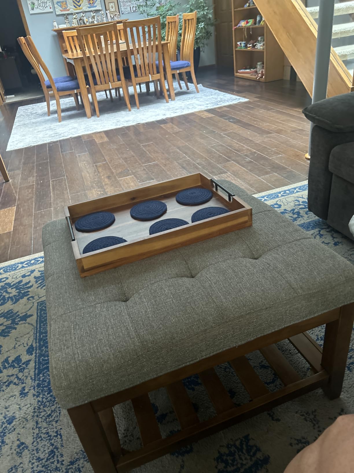 Befurtori Ottoman with Storage Bench, Linen Ottoman Coffee Table, Ivory customer photo 2