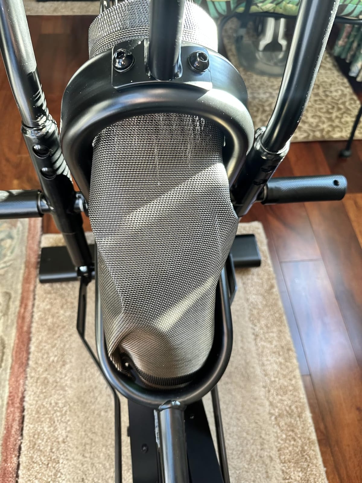 pooboo Air-Resistance Exercise Fan Bike, Air Bike with Dual Action Handlebars & Dual-Layer Transmission System, Stationary Bike with APP Connection for Home Gym HIIT Cardio Full Body Workout customer photo 2