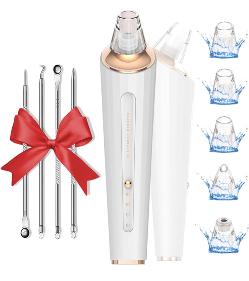 Blackhead Remover Pore Vacuum, Upgraded USB Rechargeable Facial Pore Cleaner Blackhead Removal Kit with 3 Suction Power,5 Probes Black Head Extractions Tool for Women & Men (Snowy) customer photo 1