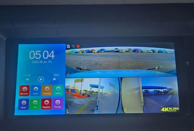 RV Backup Camera with Carplay Android Auto for RV Horse Trailer Semi Box Truck, 1080P HD 4 Splits 10.36