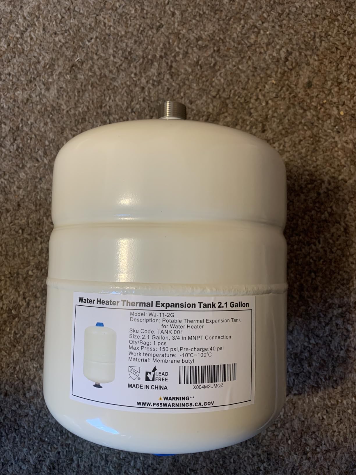 1PC EFIELD Water Heater Expansion Tank, 2.1 Gallon, 3/4 in MNPT Connection customer photo 2