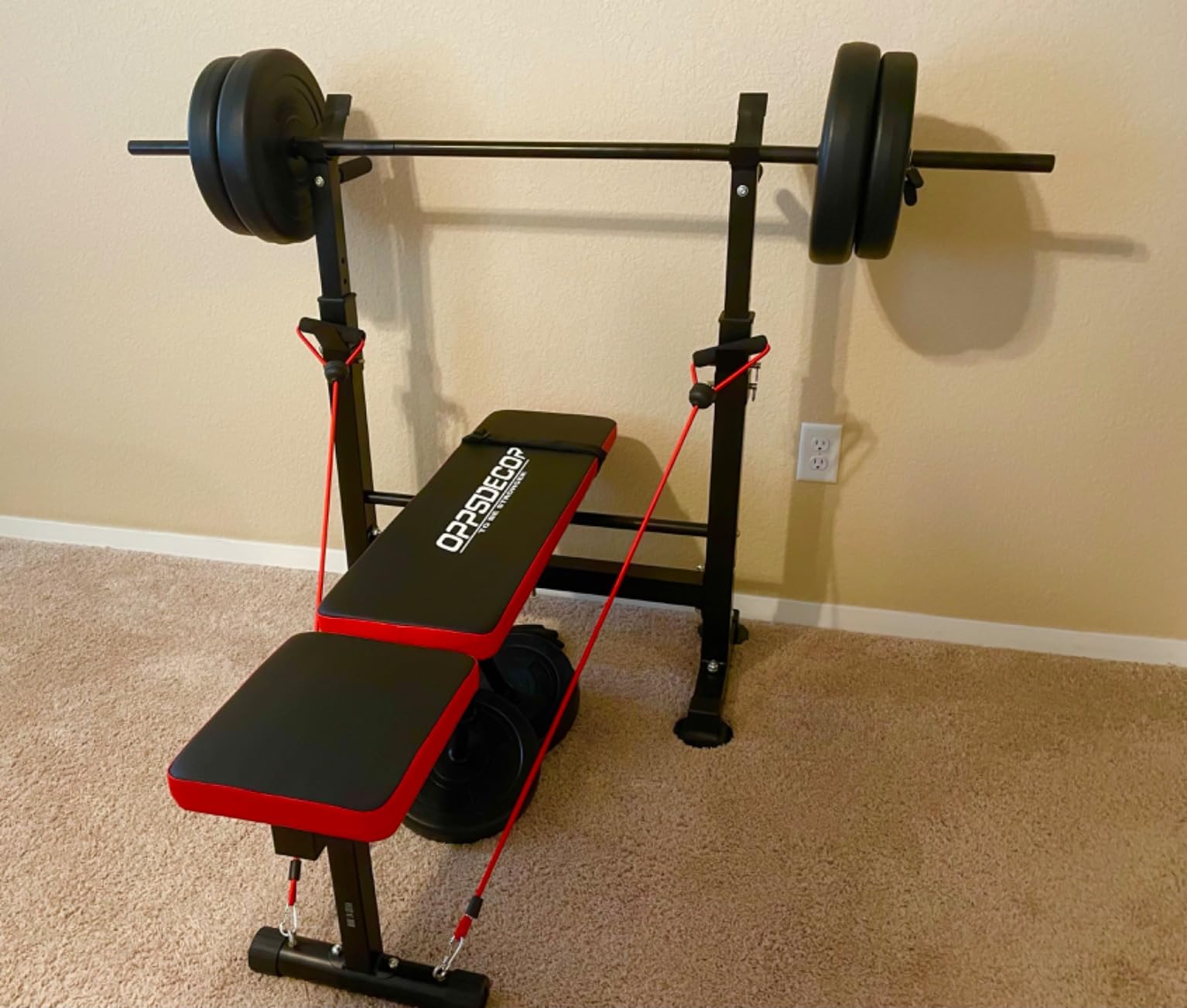 OPPSDECOR Weight Bench Set for Home Gym, 6-in-1 900LB Foldable Bench Press | ASTM-Certified, 72-Position Adjustable Workout Bench with Leg Extension, Leg Curl, Preacher Curl, Squat Rack for Full Body customer photo 1