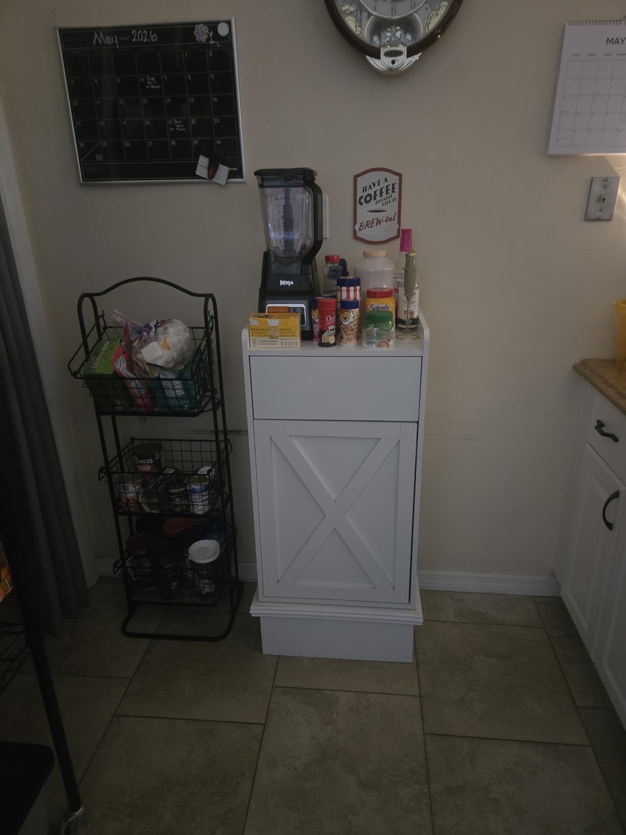 13 Gallons Trash Can Cabinet Wooden, White customer photo 1