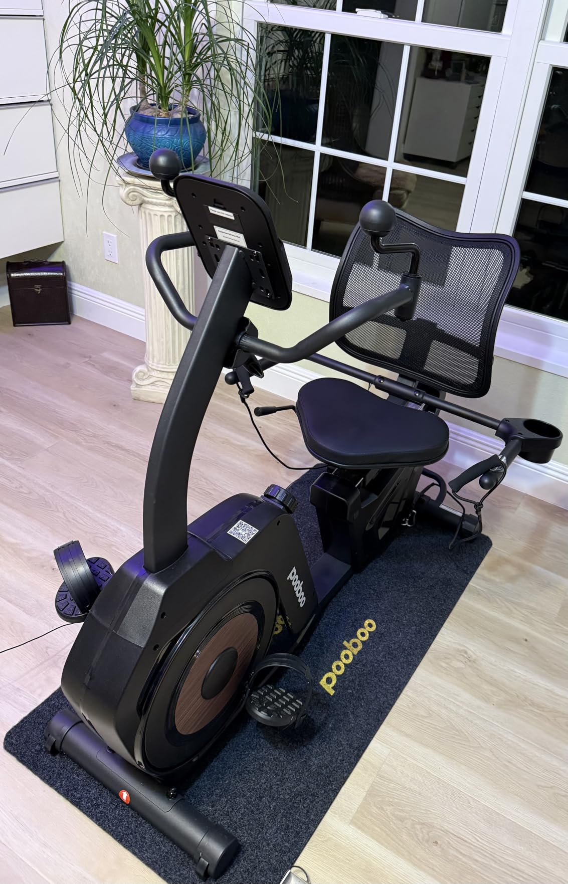pooboo Recumbent Exercise Bike, Stationary Bikes for Home with Arm Exerciser, Magnetic Recumbent Bike with Ergonomic Backrest & Comfortable Seat, Smart APP, Pulse Sensor, 400LBS Weight Capacity customer photo 1