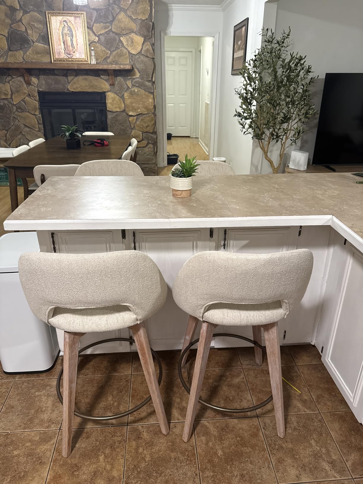 Zesthouse Swivel Bar Stools Set of 2, Wood Counter Height Chairs with Backs | 26