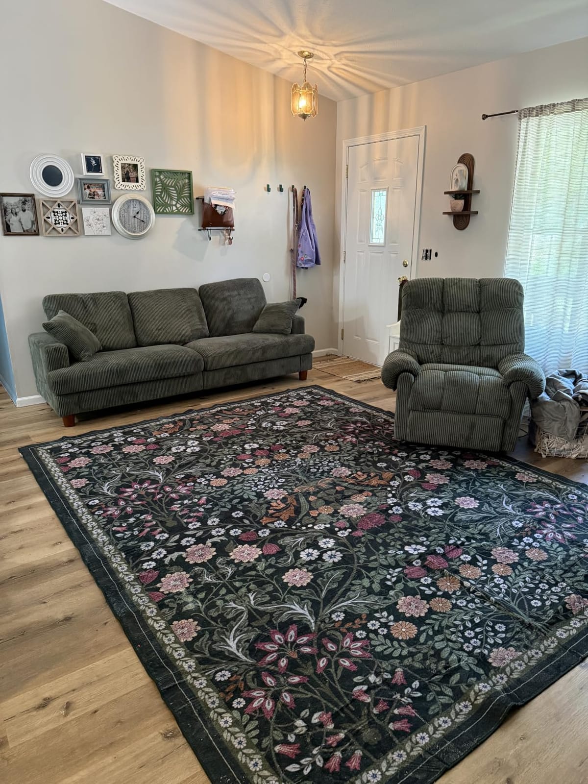PLHXFR 8x10 Area Rug Living Room: Floral Washable Boho Carpet Dark Green customer photo 2
