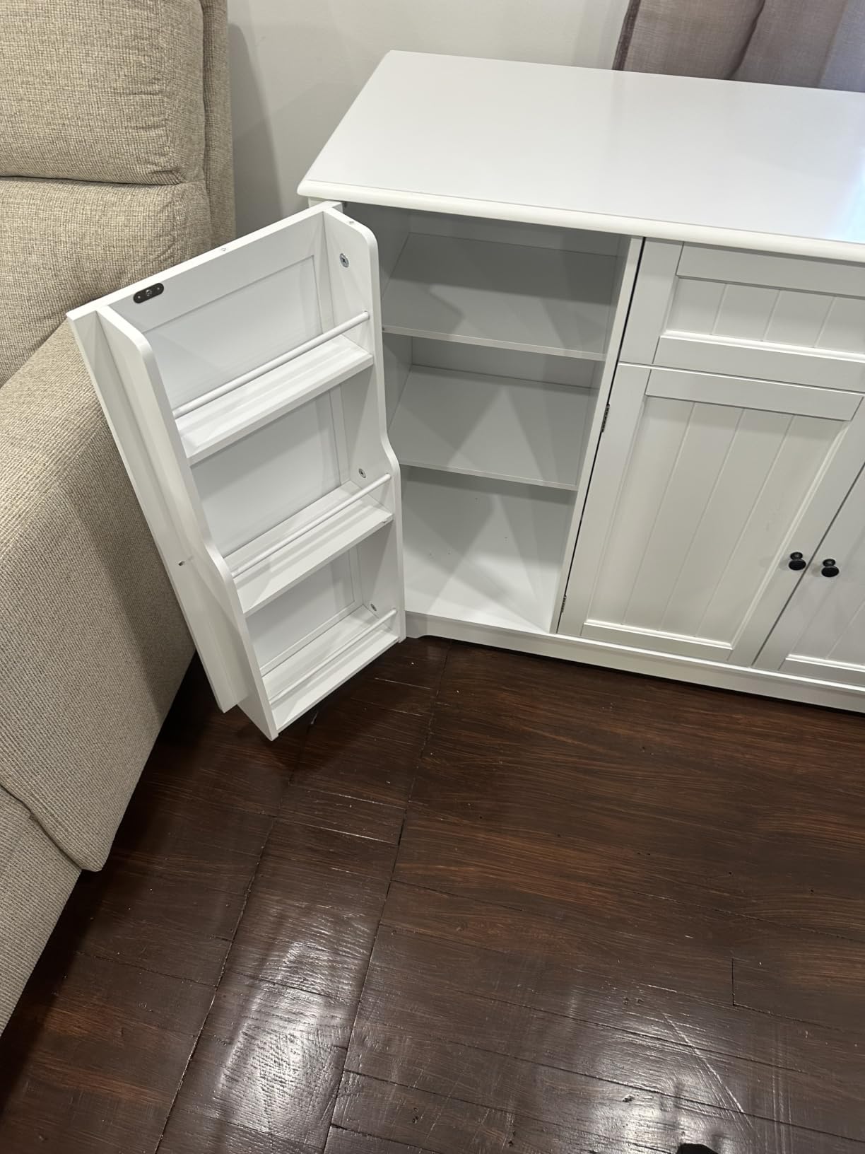 Gizoon Kitchen Coffee Bar Cabinet with Storage, White and Rustic customer photo 2