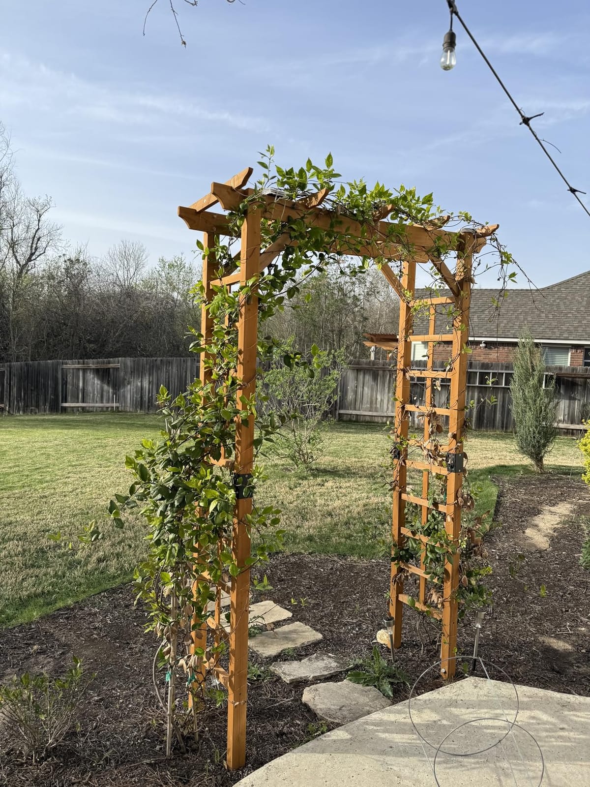 Giantex 7.5FT Wood Garden Arbor Trellis, Wooden Wedding Arch for Ceremony customer photo 2