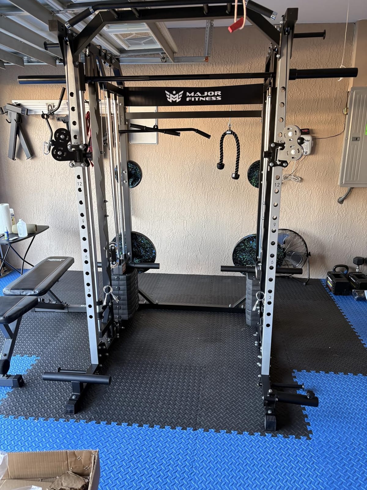 Major Fitness Drone2 Advanced Training Smith Machines - All-in-One Home Gym Squat Rack with Aluminum Pulley Set, Weight Bar, Dual LAT Pull-Down Systems & Cable Crossover Machine for Full-Body Workouts customer photo 1
