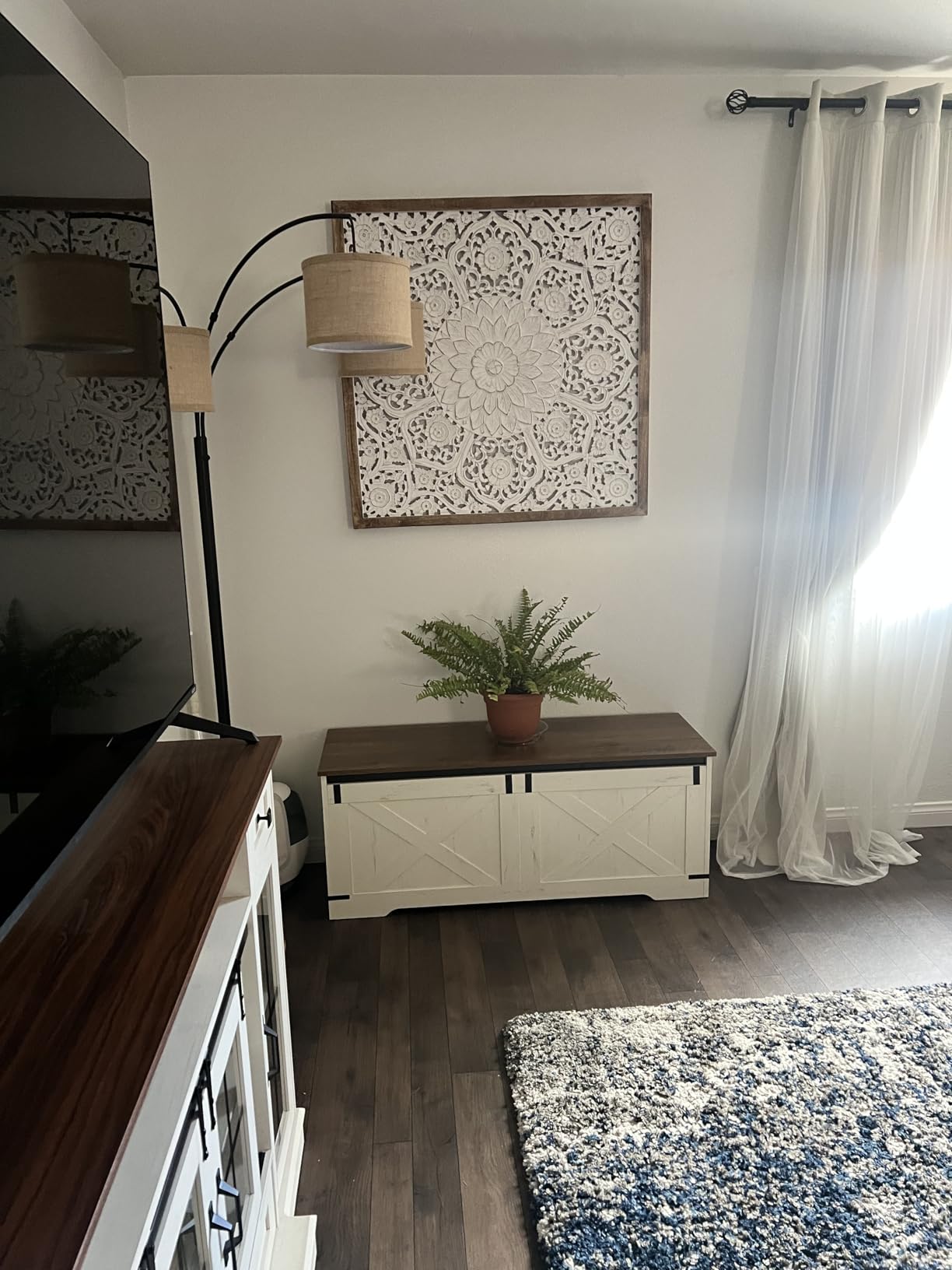 Hzuaneri 59 inches Farmhouse Storage Chest and Bench | 70 Gal | 330lb Seat customer photo 1