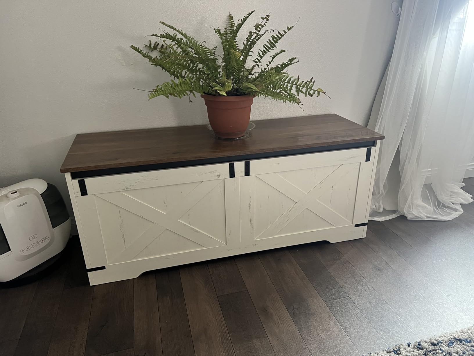 Hzuaneri 59 inches Farmhouse Storage Chest and Bench | 70 Gal | 330lb Seat customer photo 2