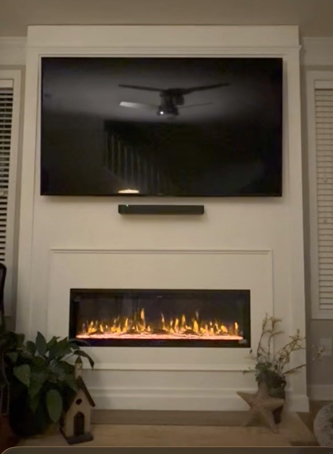 Westinghouse 60 Inch Electric Fireplace Heater, Compatible with Alexa & Google Home, Wall Mount or in-Wall Recessed Fireplace Insert, 24 Hour Timer, Color Changing Flames, 750W/1500W Indoor Heater customer photo 1