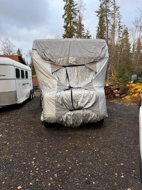 FRUNO Oxford Fabric Pop Up Camper Cover Fits 8'-10' Waterproof Rip-Resistant Anti-UV Camper Cover for Winter Snow with 2 Tire Covers customer photo 1