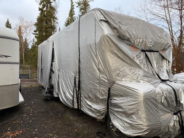 FRUNO Oxford Fabric Pop Up Camper Cover Fits 8'-10' Waterproof Rip-Resistant Anti-UV Camper Cover for Winter Snow with 2 Tire Covers customer photo 2