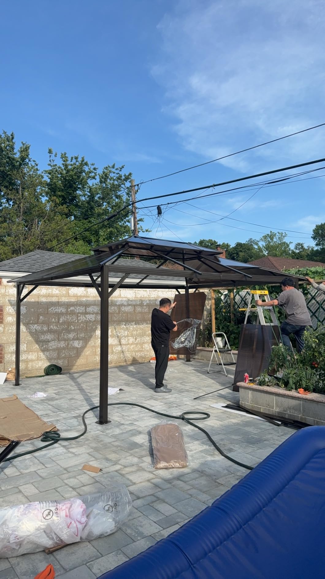 Aoxun 12'x16' Outdoor Gazebo with Double Polycarbonate Roof Brown customer photo 1