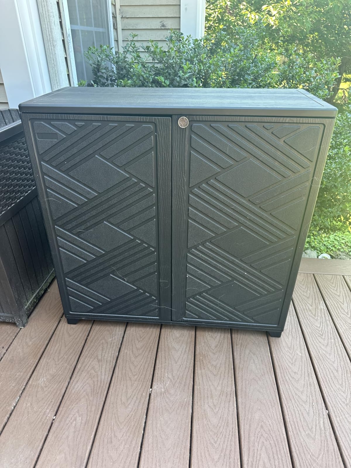 ADDOK Outdoor Storage Cabinet,60 Gallon Waterproof Resin Patio Storage Cabinet with 1 Adjustable Metal Shelf, Upright Outdoor Cabinet for Garden Tools, Pool Supplies, Toys, Porch and Garage customer photo 2