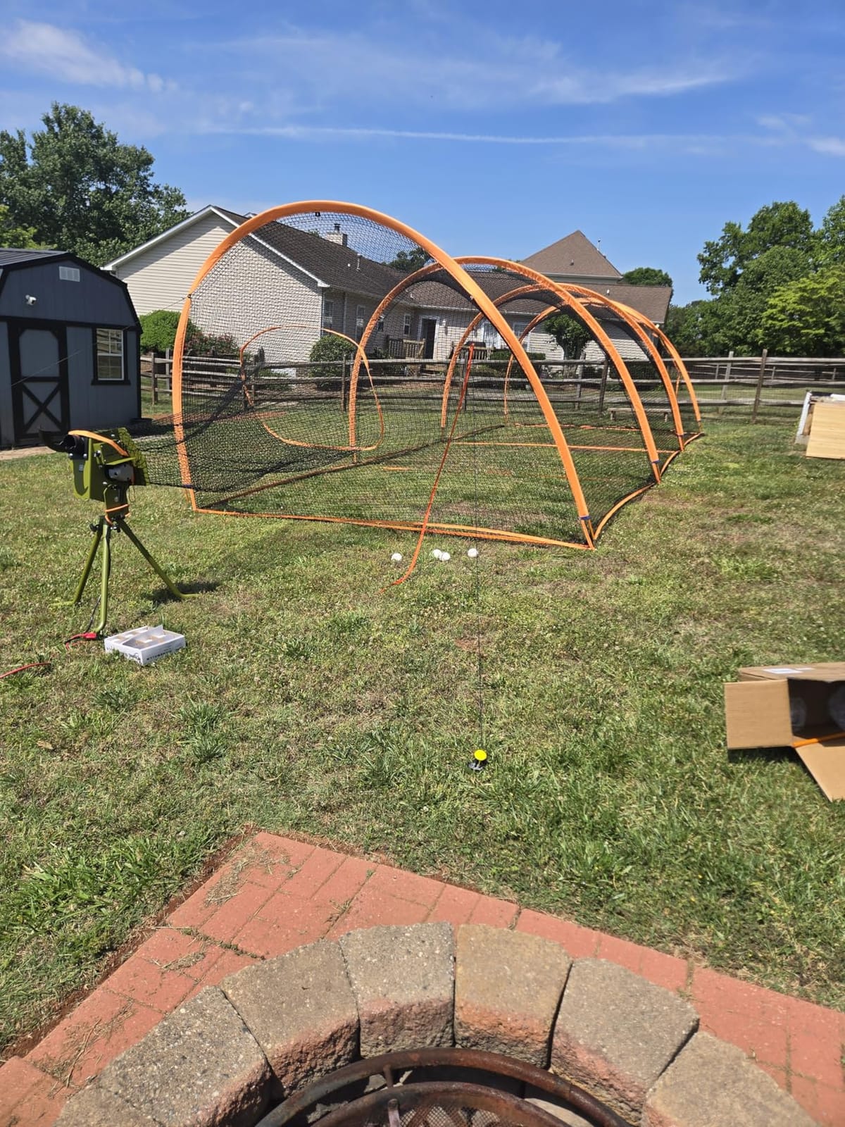 ORIENGEAR Baseball Batting Cage for Backyard, Fully Enclosed Hitting Cage, Baseball and Softball Training Cages, Backyard Hitting and Pitching Practice Net with Frame, 1.25