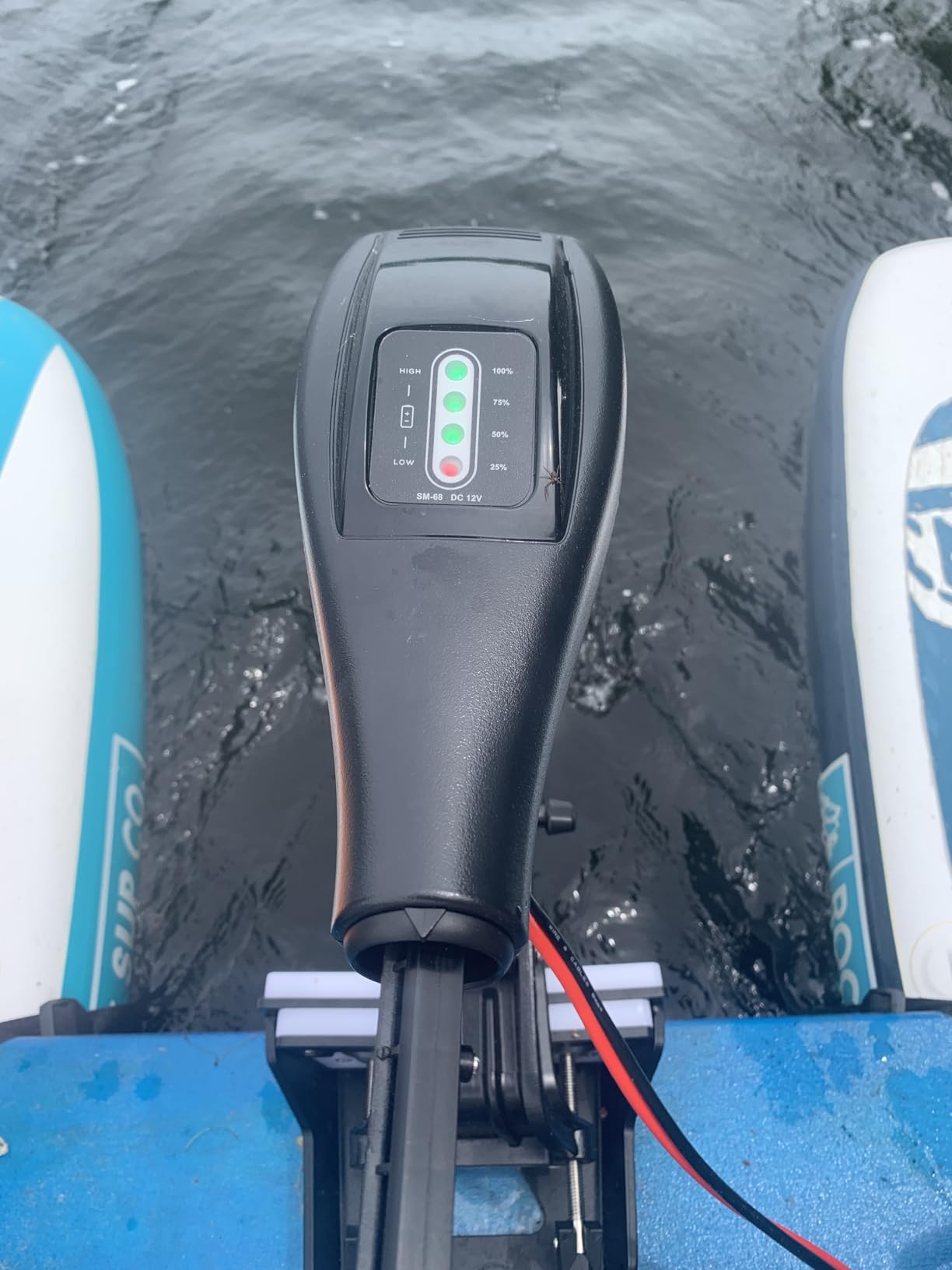 68LB Thrust Trolling Motor 8 Speed Electric Outboard Motor Boat Kayak Motor with 6’’ Adjustable Handle 30'' Shaft Length & LED Indicator Transom Mounted for Kayak, Fishing Boat customer photo 1