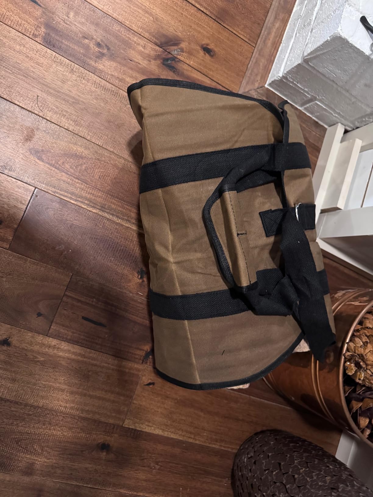 FEED GARDEN Firewood Carrier Bag Heavy Duty Waxed Canvas Log Carrier for Firewood Large Log Tote Fire Wood Carrying Bag with Handles for Easy Transport Carrying and Wood Stove Accessories customer photo 1