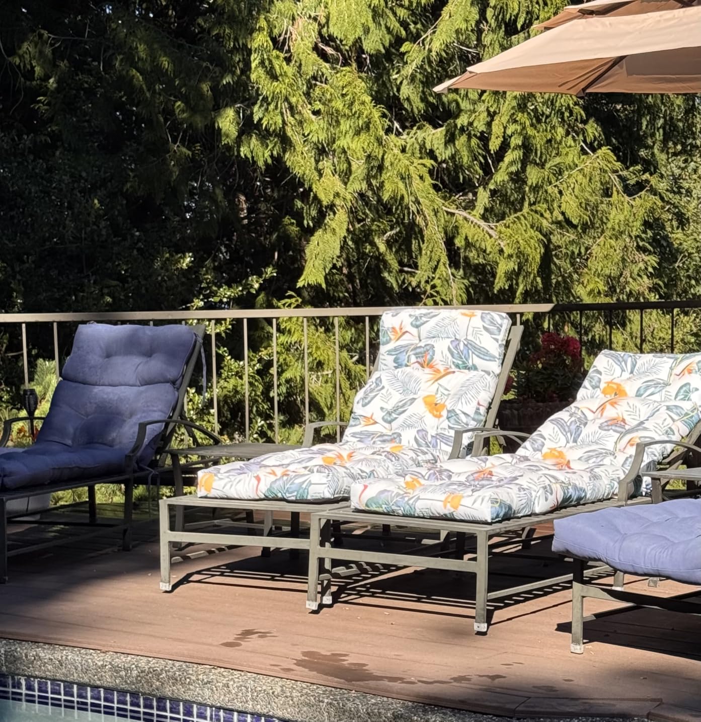 Outdoor Chaise Lounge Chair Cushions Set of 2 Waterproof 75.1x22.8x4.7