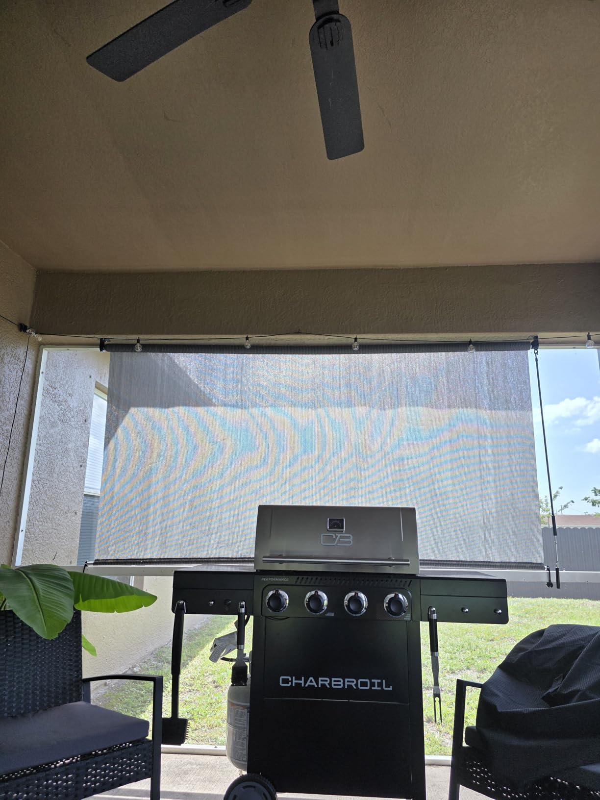 8'W x 8'H Gray Patio Shades Roll up Outdoor Roller Shade Crank Wand Blind Cordless, 90% UV Blocking & Privacy Protection for Porch|Gazebo|Pergola|Backyard (2 Splicing Tube, 1 Fabric) customer photo 2