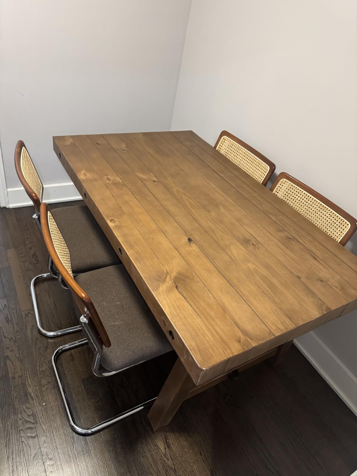 Rustic Farmhouse Dinning Table, Reclaimed Solid Wood Kitchen & Dining Room Table for 4-6 People, 59