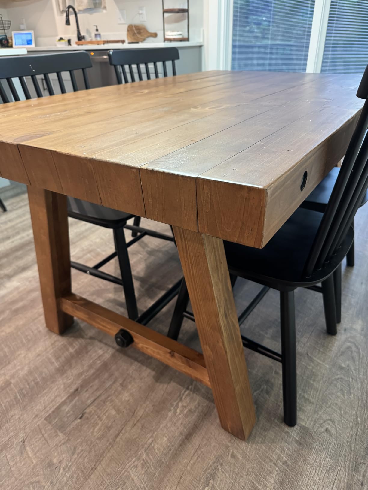 Rustic Farmhouse Dinning Table, Reclaimed Solid Wood Kitchen & Dining Room Table for 4-6 People, 59
