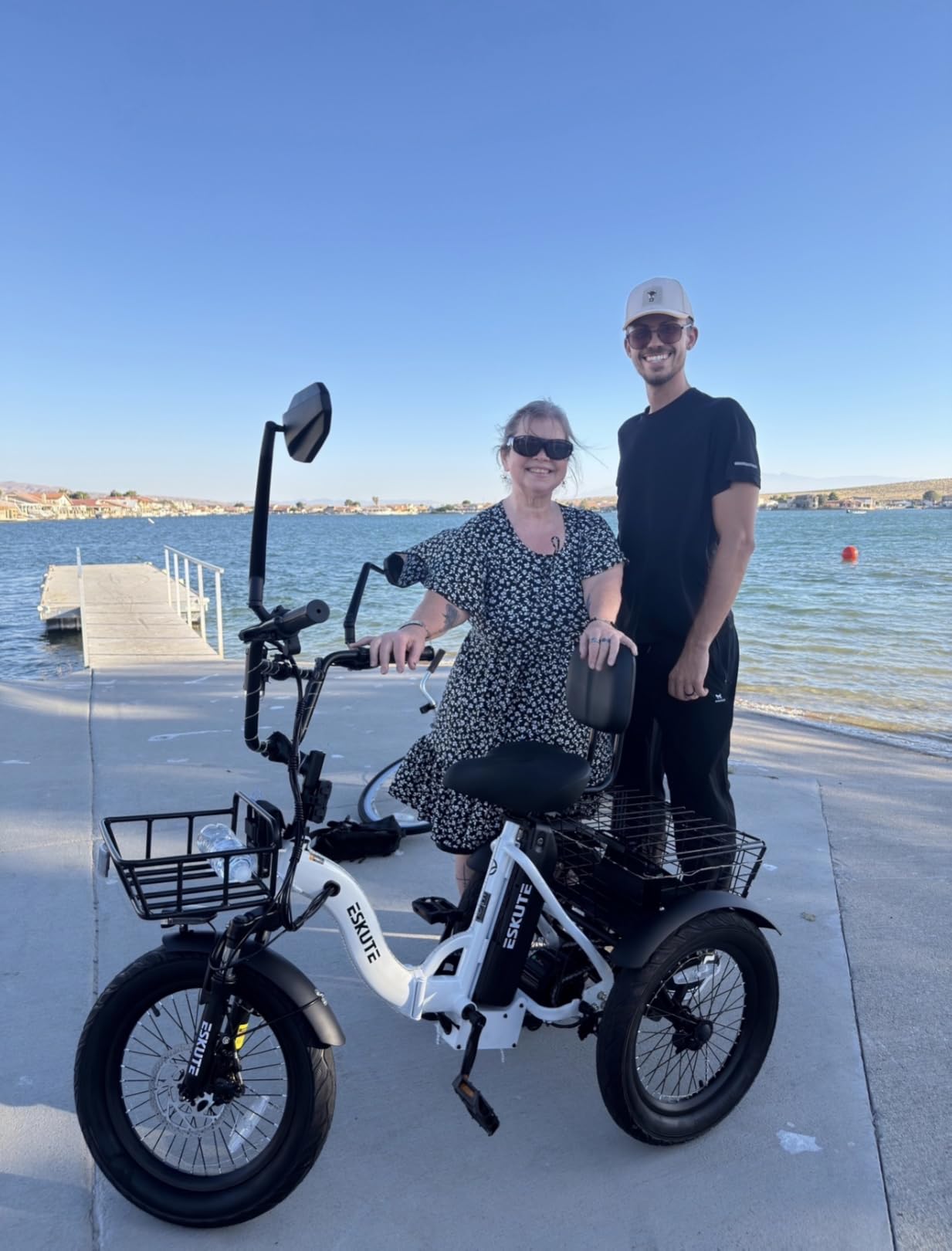 ESKUTE E Trike Electric Bike, Peak 1200W Brushless Motor Folding Trike 18X3.0 Fat Tire Ebike, 624Wh Removable Battery, Step-Thru 3 Wheel Electric Bicycle, Up to 55 Miles, 18MPH+ Tricycle for Adults customer photo 2