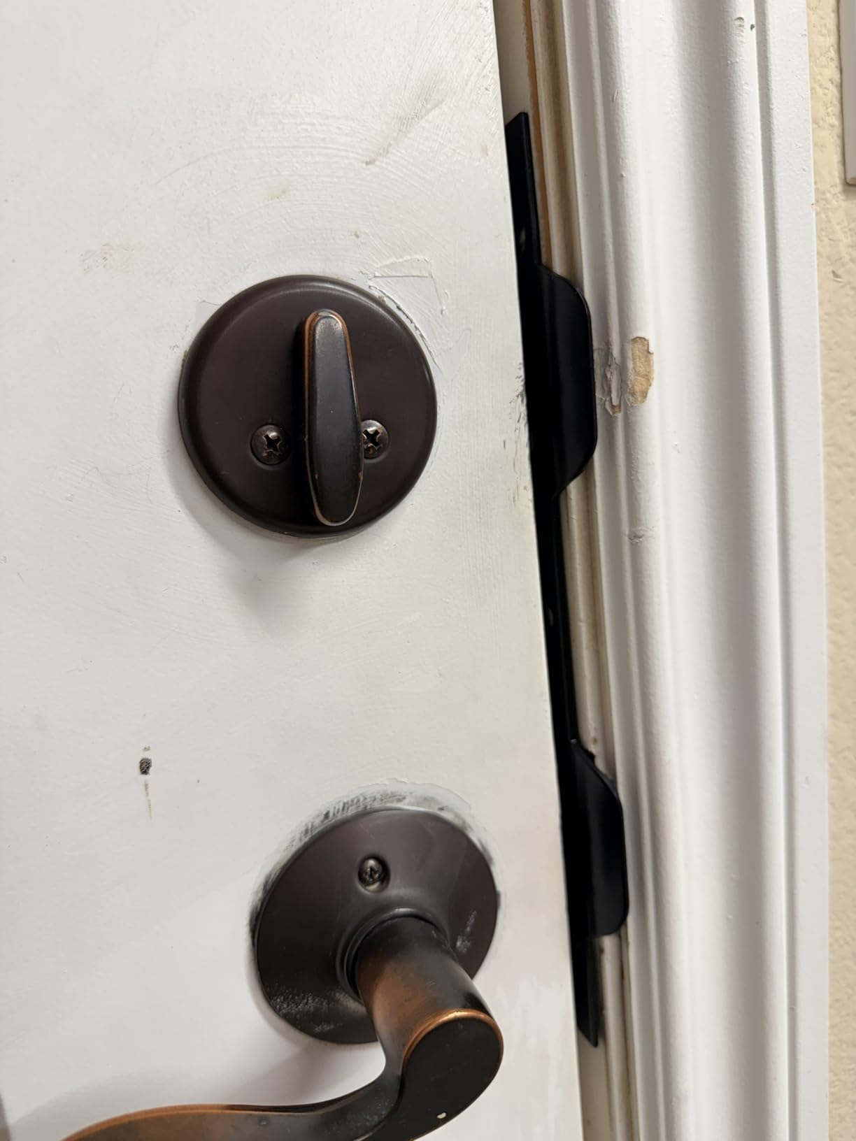 Door Strike Plate Reinforcement Plate, Front Door Strike Plate, Double Strike Plate for 5-1/2 in. Hole Centers, Heavy Duty, Front Door Security Devices Door Latch Plate (Satin Nickel, 1 Pack) customer photo 1