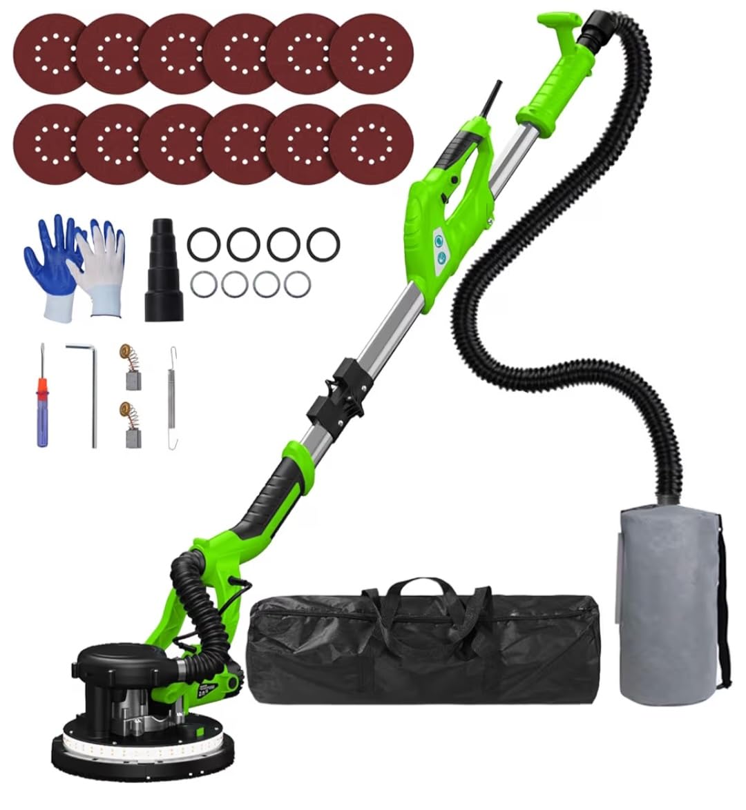 Drywall Sander, 2025 Upgraded 8-Amp Popcorn Ceiling Removal Tool, Blue | Drywall Sander with Vacuum Dust Collector, 7 Variable Speed 800-1800RPM, Extendable Handle, LED Light, 12pcs Sanding Discs customer photo 2