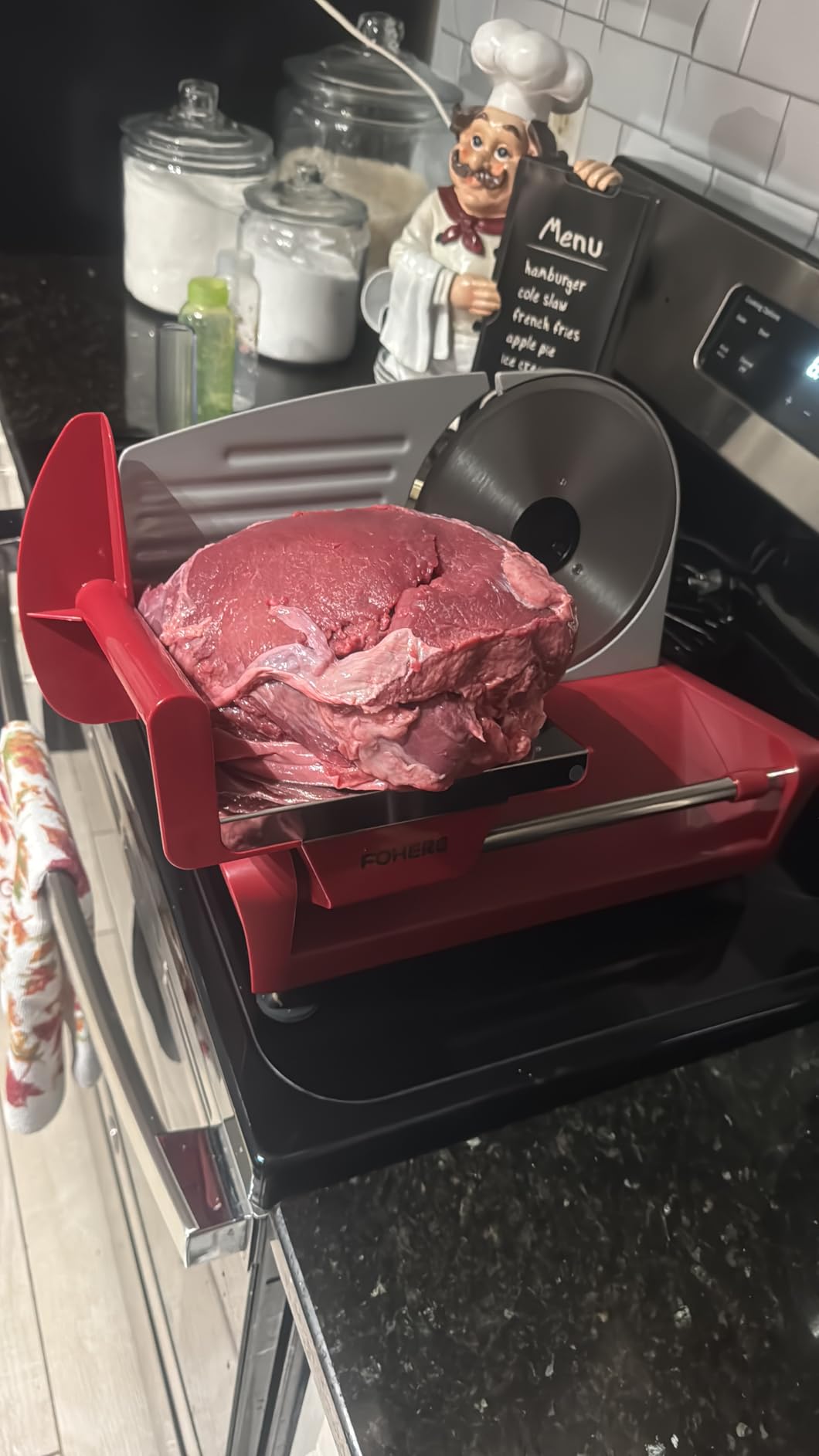 FOHERE 250W Electric Meat Slicer Machine for Home customer photo 2