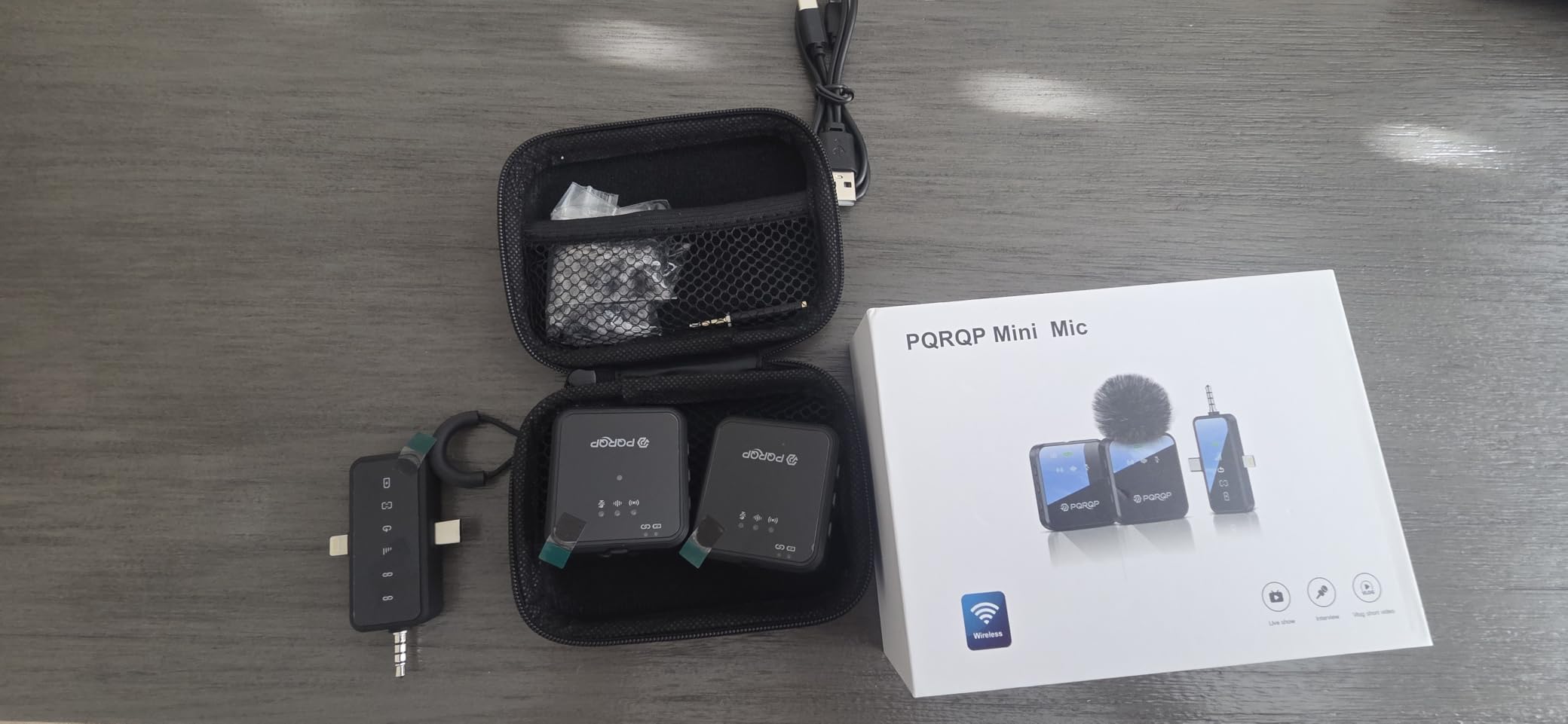 PQRQP 3 in 1 Wireless Mini Microphone for iPhone, Android, Camera,328ft Range, 18H Battery Life,High-Fidelity Audio Clip on Mic for Content Creators-Soot Black customer photo 1
