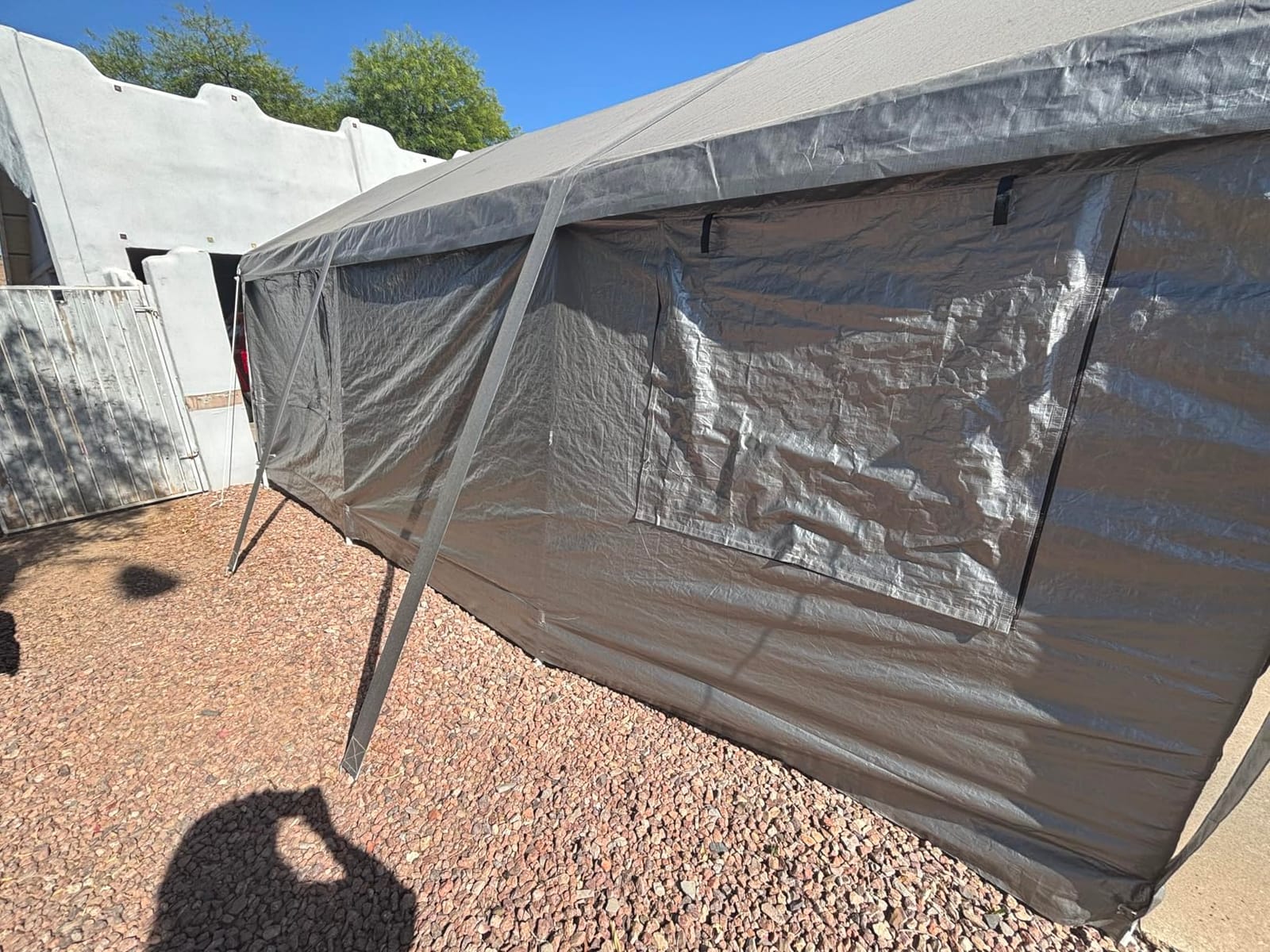 10x16FT Heavy Duty Carport Canopy,Extra Large Portable Car Tent Garage with Roll-up Windows and All-Season Tarp Cover,Removable Roof&Side Wall for Car, SUV,Boats&Truck Shelter Logic Storage customer photo 2