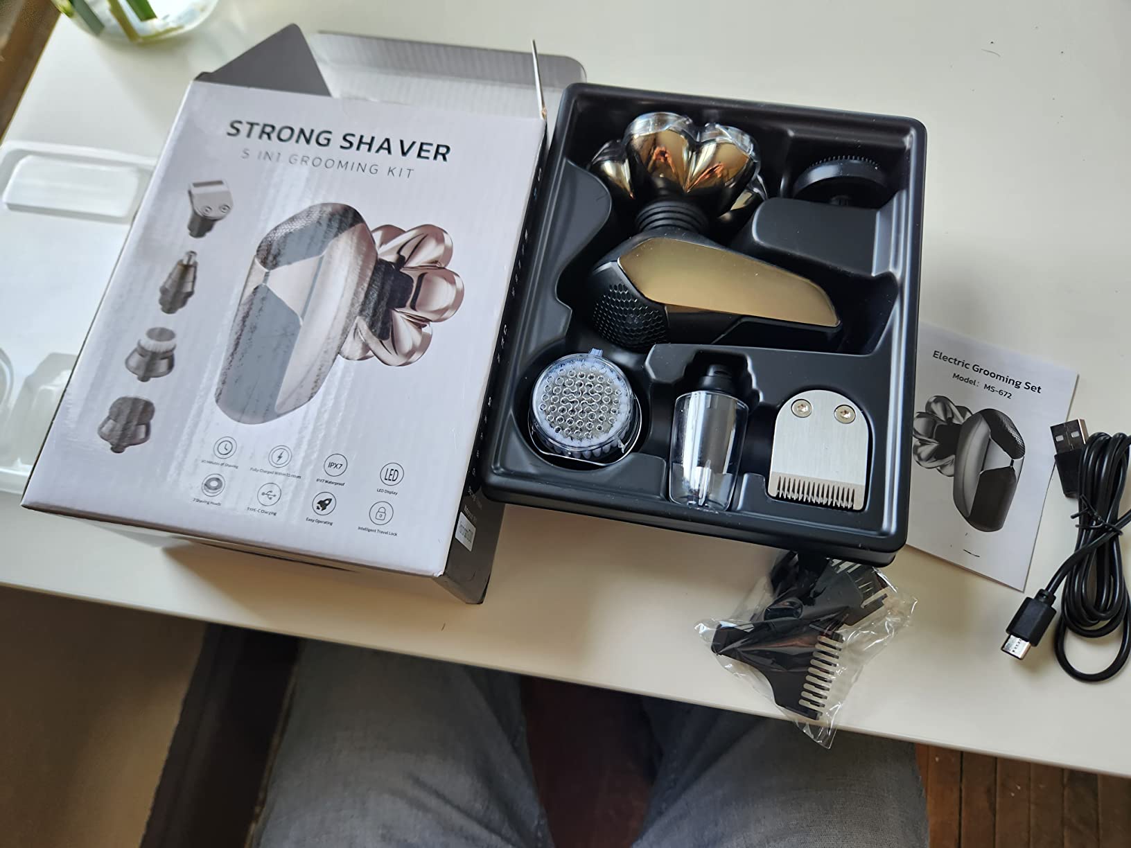 SHPAVVER Head Shavers for Bald Men: 5-in-1 Upgraded Electric Razor - IPX7 Waterproof Shaving Grooming Kit for Balder - Turbo Speed & Precision Blades Valentine's Day (Ink Black) customer photo 1