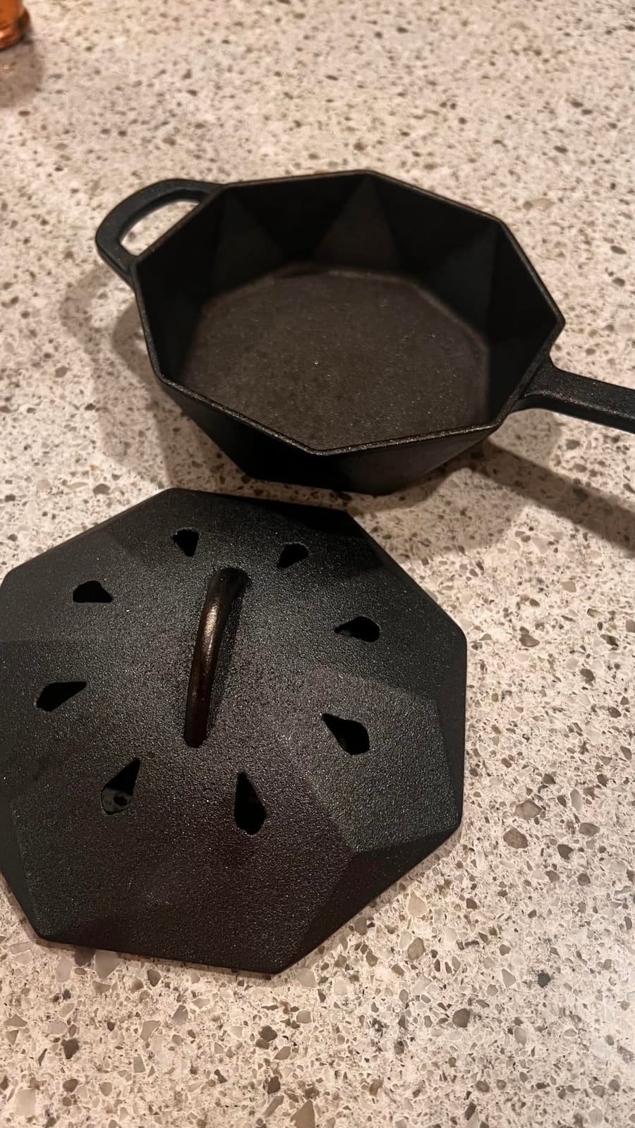 Cast Iron Skillet with Lid Pre-seasoned Cast Iron Pans, Smoker Box for Open Fire, Oven, Stovetop, Grill Safe Cookware Set +Scraper/Cleaner+Silicone Anti-Scalding Gloves customer photo 1