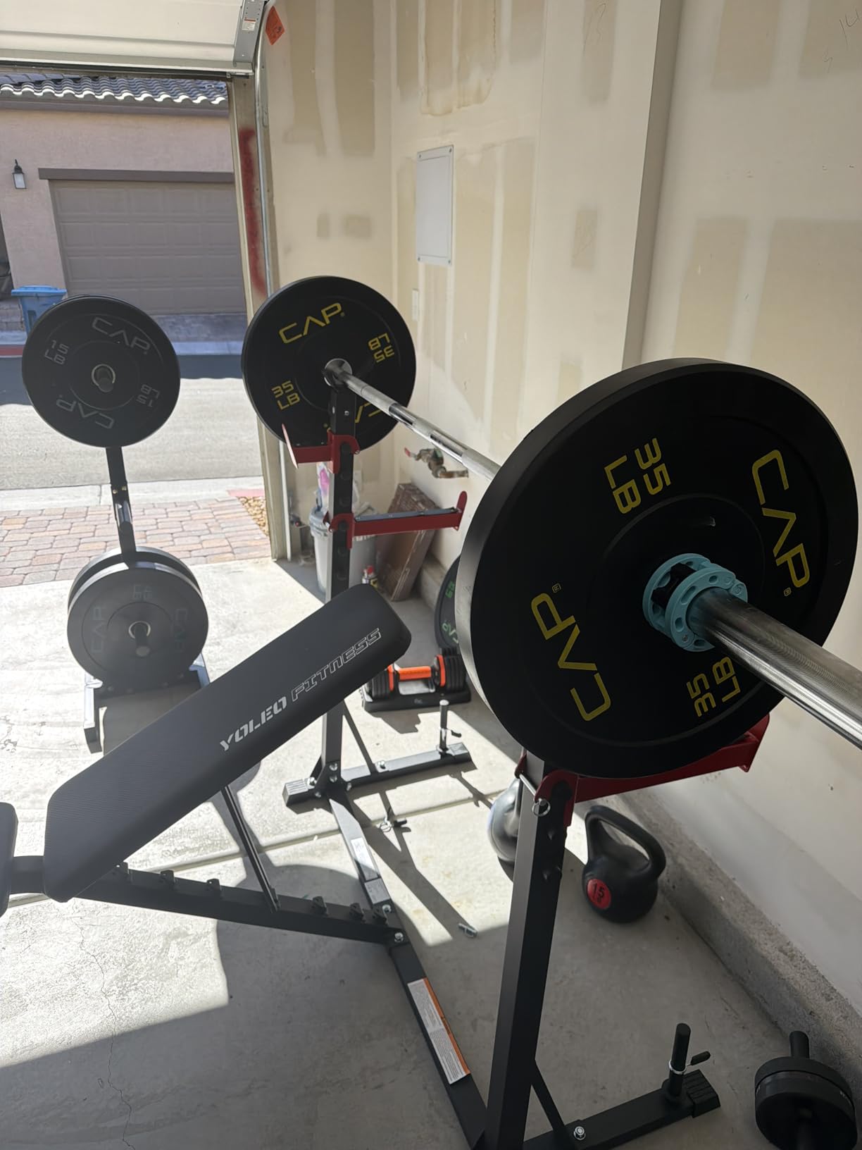 YOLEO Olympic Weight Bench Set, Heavy Duty Bench Press Rack for Home Gym | 47.5