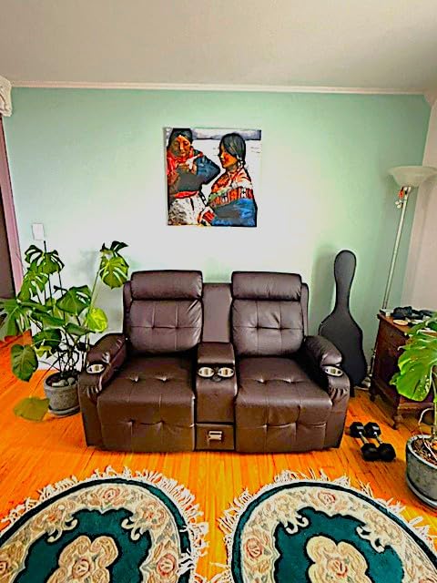Reclining Loveseat Sofa, RV Loveseat Recliner Wall Hugger Couch, Home Theater Seating, Massage Loveseat with Console, USB & Type-C Ports, Storage Armrests for Living Room, Camper, Game Room, Man Cave customer photo 1